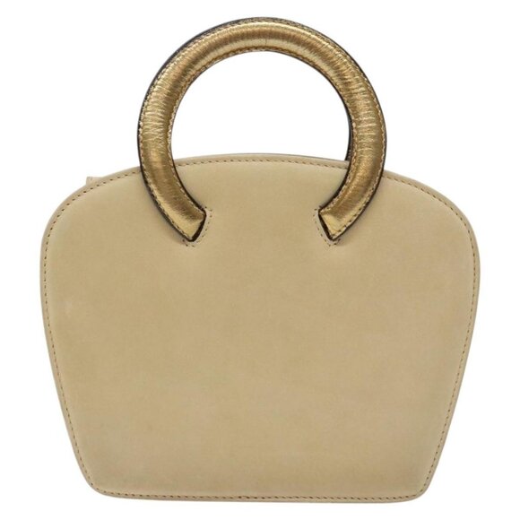 Salvatore Ferragamo Hand Bag Suede Beige Gold Auth 134611 - Picture 2 of 16